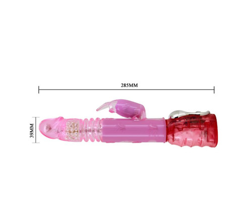 Вибромассажер с ротацией, возвратно-поступательным движением и стимулятором клитора - 29 см.