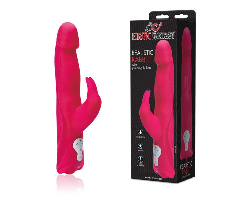 Розовый силиконовый вибратор JUMPING BULLETS с 3 моторами - 22 см.