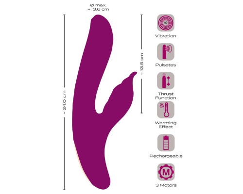 Лиловый вибратор-кролик 4 Function Vibrator - 24 см.