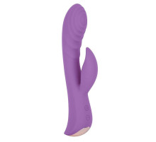 Фиолетовый вибромассажер-кролик 5  Silicone Ripple Passion - 19,1 см.
