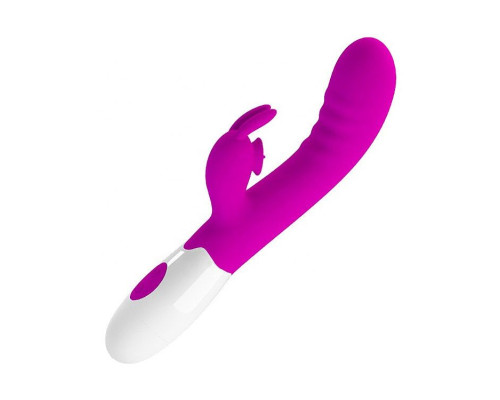 Лиловый вибромассажёр-кролик Cerberus - 21 см.