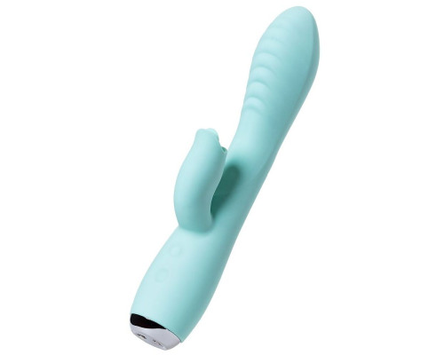 Мятный вибратор с клиторальным стимулятором MILO - 20 см.