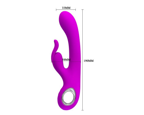 Лиловый вибромассажер с клиторальным отростком Hot Rabbit - 19 см.