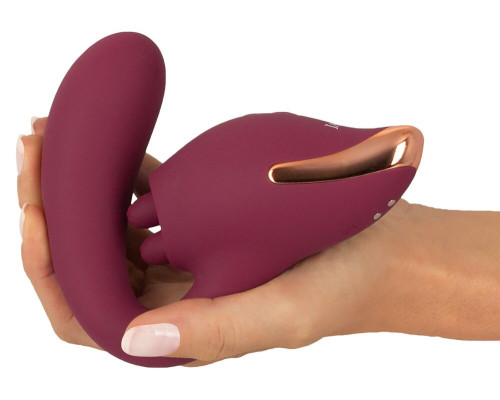 Малиновый вибратор с подвижными язычками 2 Function Vibrator - 20,6 см.