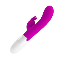Лиловый вибромассажёр-кролик Cerberus - 21 см.