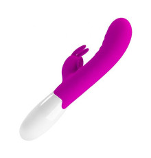 Лиловый вибромассажёр-кролик Cerberus - 21 см.