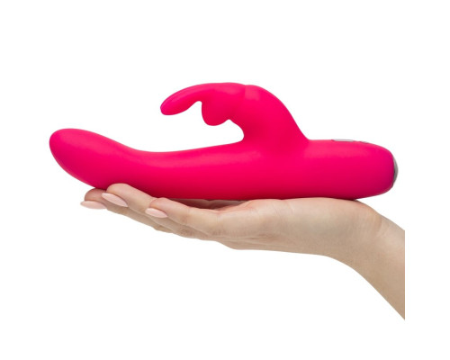 Розовый перезаряжаемый вибратор Rabbit Slimline Curve Rechargeable - 24 см.