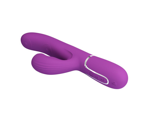 Фиолетовый вибратор с клиторальным отростком Perdita - 22,8 см.