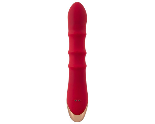 Красный вибратор-кролик с 3 подвижными кольцами Rabbit Vibrator with 3 Moving Rings - 23,7 см.
