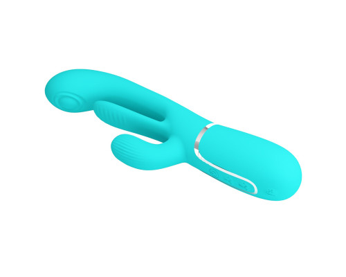 Аквамариновый мультифункциональный вибратор Shania - 22,2 см.