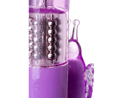 Фиолетовый вибратор High-Tech fantasy с бабочкой для клитора - 22,4 см.