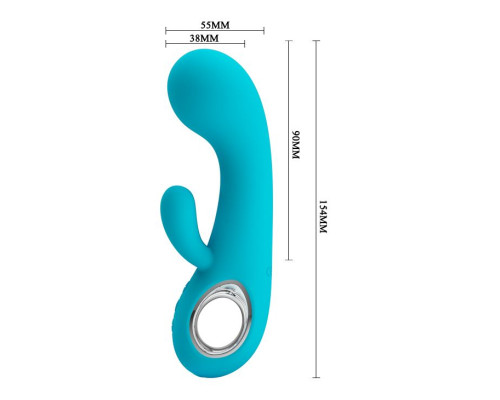 Бирюзовый вибратор Chris с клиторальным отростком - 15,4 см.