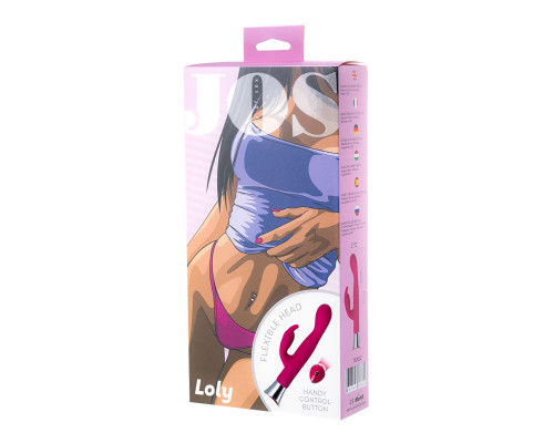 Розовый вибратор с клиторальным стимулятором и гибкой головкой LOLY - 21,6 см.