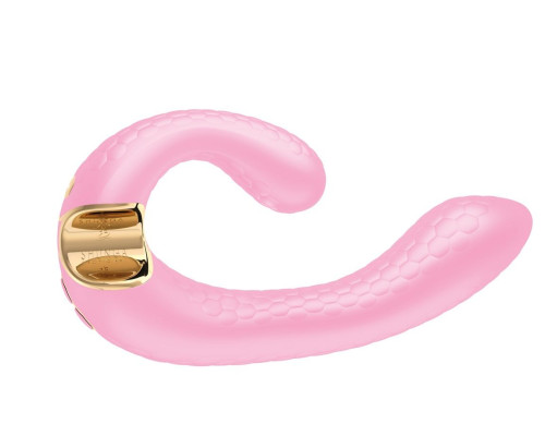 Розовый гибкий вибростимулятор MIYO с двумя моторами - 18,5 см.