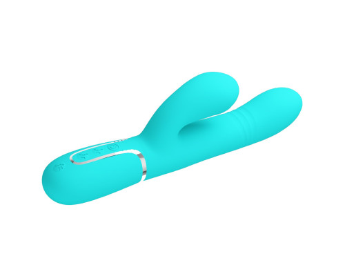 Аквамариновый вибратор-кролик Mariana - 22,6 см.