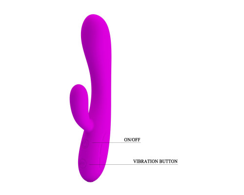 Лиловый вибратор Victor с клиторальным стимулятором - 17 см.