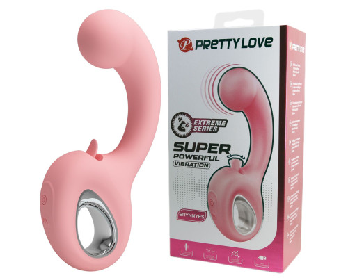 Розовый вибратор для точки G с подвижным язычком Erynnyes - 15,4 см.