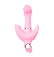 Розовый поворотный вибратор c клиторальным стимулятором Twistme - 19,5 см.