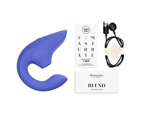 Голубой вибромассажер для двойной стимуляции Womanizer Blend