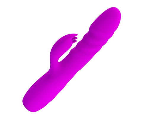 Лиловый вибратор с клиторальным стимулятором Melanie - 20,5 см.