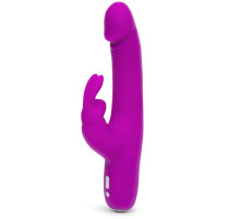 Фиолетовый перезаряжаемый вибратор Rabbit Slimline Curve Rechargeable - 24 см.