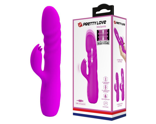 Лиловый вибратор с клиторальным стимулятором Melanie - 20,5 см.