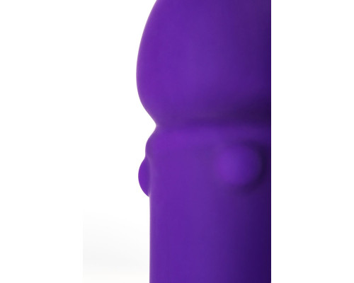Фиолетовый вибратор с утолщением посередине и клиторальным зайчиком - 18 см.