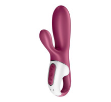 Малиновый вибратор-кролик Hot Bunny с функцией нагрева - 17,5 см.