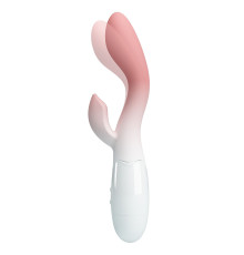 Розово-белый вибромассажёр-кролик Brighty - 20 см.