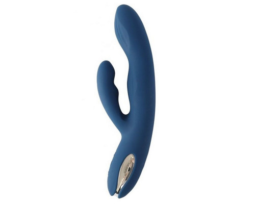 Синий вибратор-кролик Aylin с пульсирующей головкой - 21,5 см.