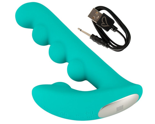 Зеленый вибратор SYLORA Unique Beads Vibrator - 17 см.