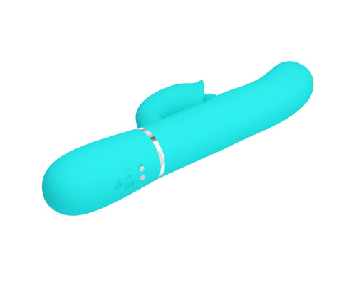 Аквамариновый вибратор-кролик с пульсацией Gigi - 22,8 см.