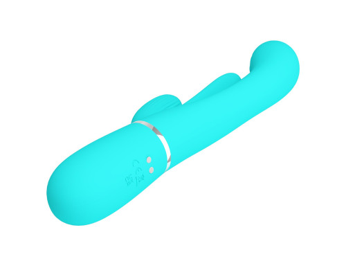 Аквамариновый мультифункциональный вибратор Shania - 22,2 см.