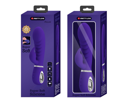 Фиолетовый вибратор-кролик с рёбрышками Prescott - 20 см.