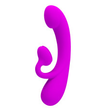 Лиловый вибратор со стимулятором клитора в форме подушечки Sineere - 17 см.