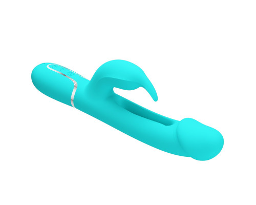 Аквамариновый вибратор-кролик с функцией фингеринга Kampas - 23,2 см.