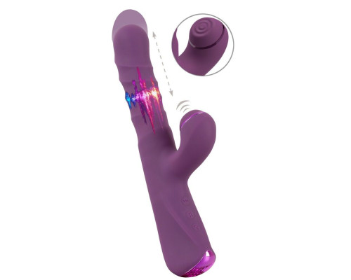Фиолетовый вибратор-кролик с функцией постукивания и фрикциями 3 Function Rabbit Vibrator - 23,7 см.
