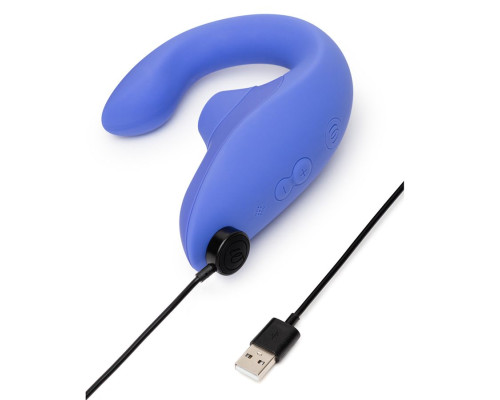 Голубой вибромассажер для двойной стимуляции Womanizer Blend
