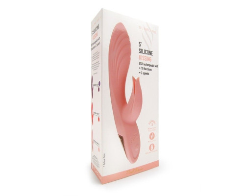 Красный вибратор-кролик 5’’ Silicone Kissing - 20,2 см.