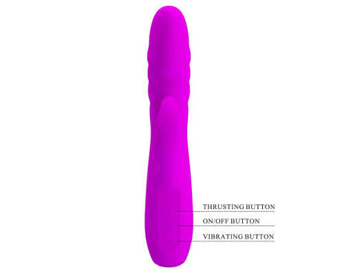 Лиловый вибратор с клиторальным стимулятором Melanie - 20,5 см.