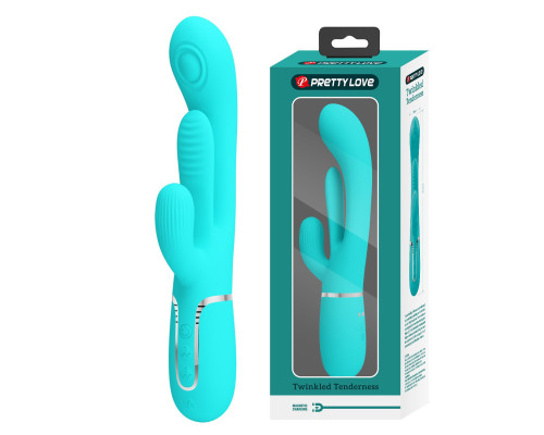 Аквамариновый мультифункциональный вибратор Shania - 22,2 см.