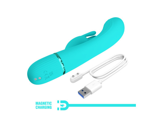 Аквамариновый вибратор-кролик Scocco - 20 см.