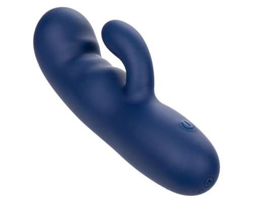 Синий вибромассажер-кролик Cashmere Silk Duo - 16,5 см.