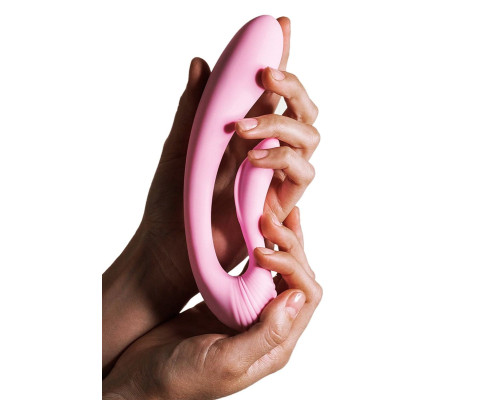 Розовый вибромассажёр G-wave с гибким клиторальным отростком - 18 см.