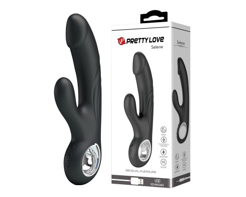 Чёрный вибратор с клиторальным отростком Selene - 19 см.