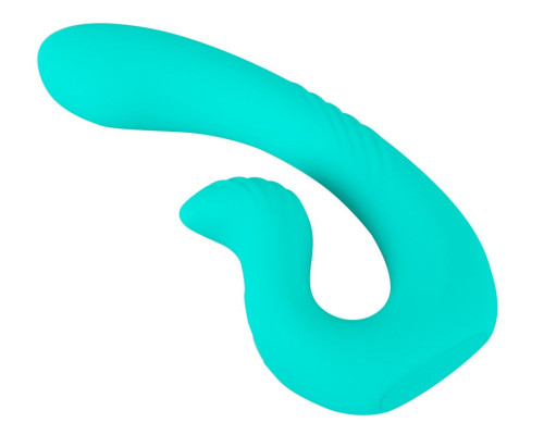 Бирюзовый вибратор NAIRA Dual Heads Vibrator - 17,5 см.