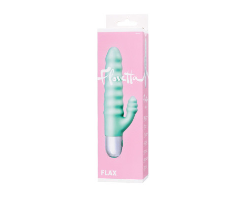 Мятный рельефный вибратор с клиторальной стимуляцией Flax - 17,5 см.