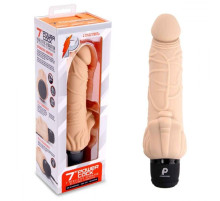 Телесный вибратор-раелистик с клиторальными лепестками 7  Realistic Vibrator - 21,5 см.