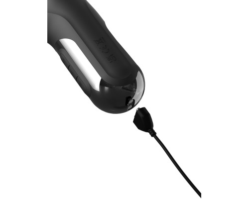 Черный силиконовый вибратор-кролик Sonix Silicone Thruster - 22 см.