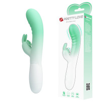 Зелено-белый вибратор-кролик Cerberus - 20,6 см.